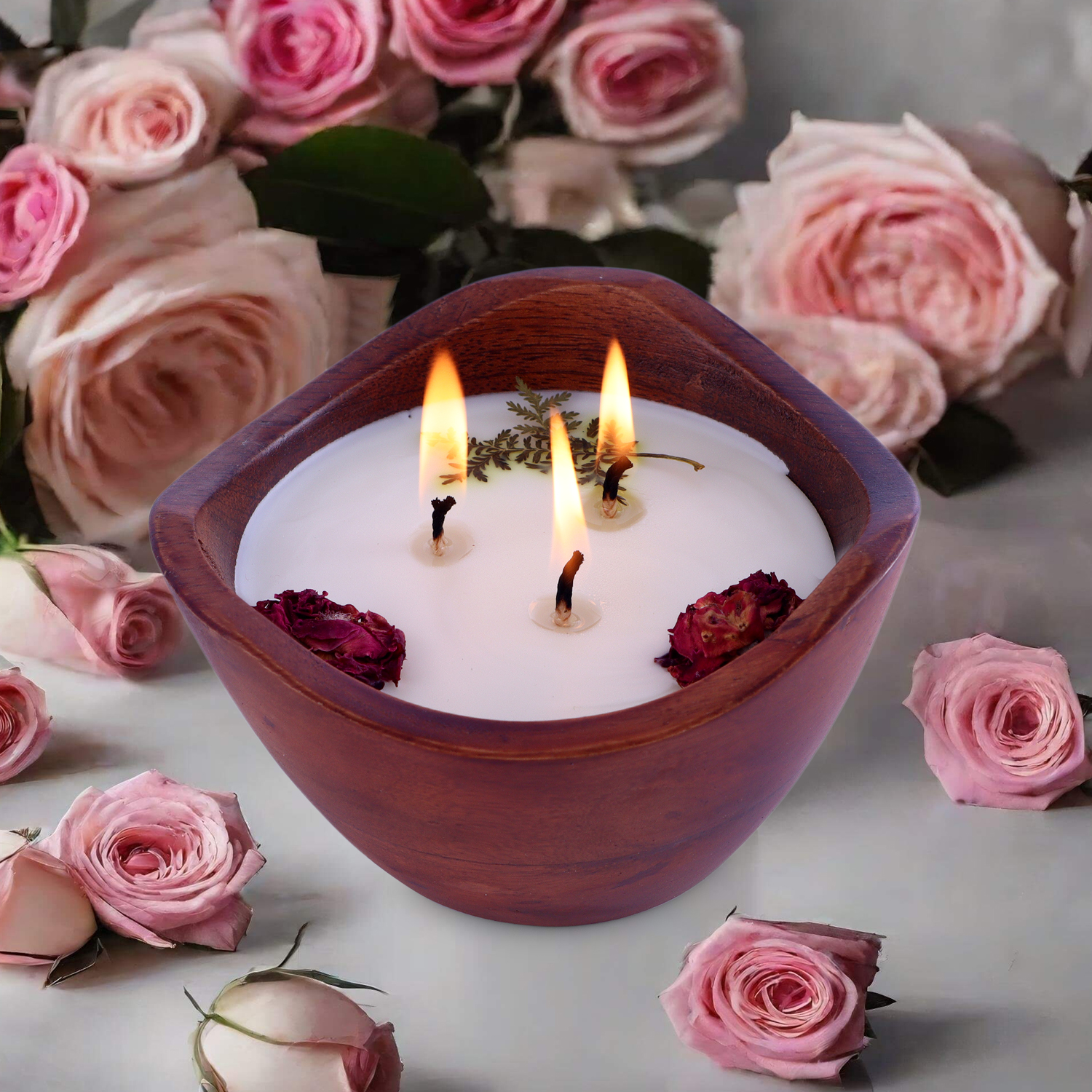 Wooden Curve Bowl 3 wick