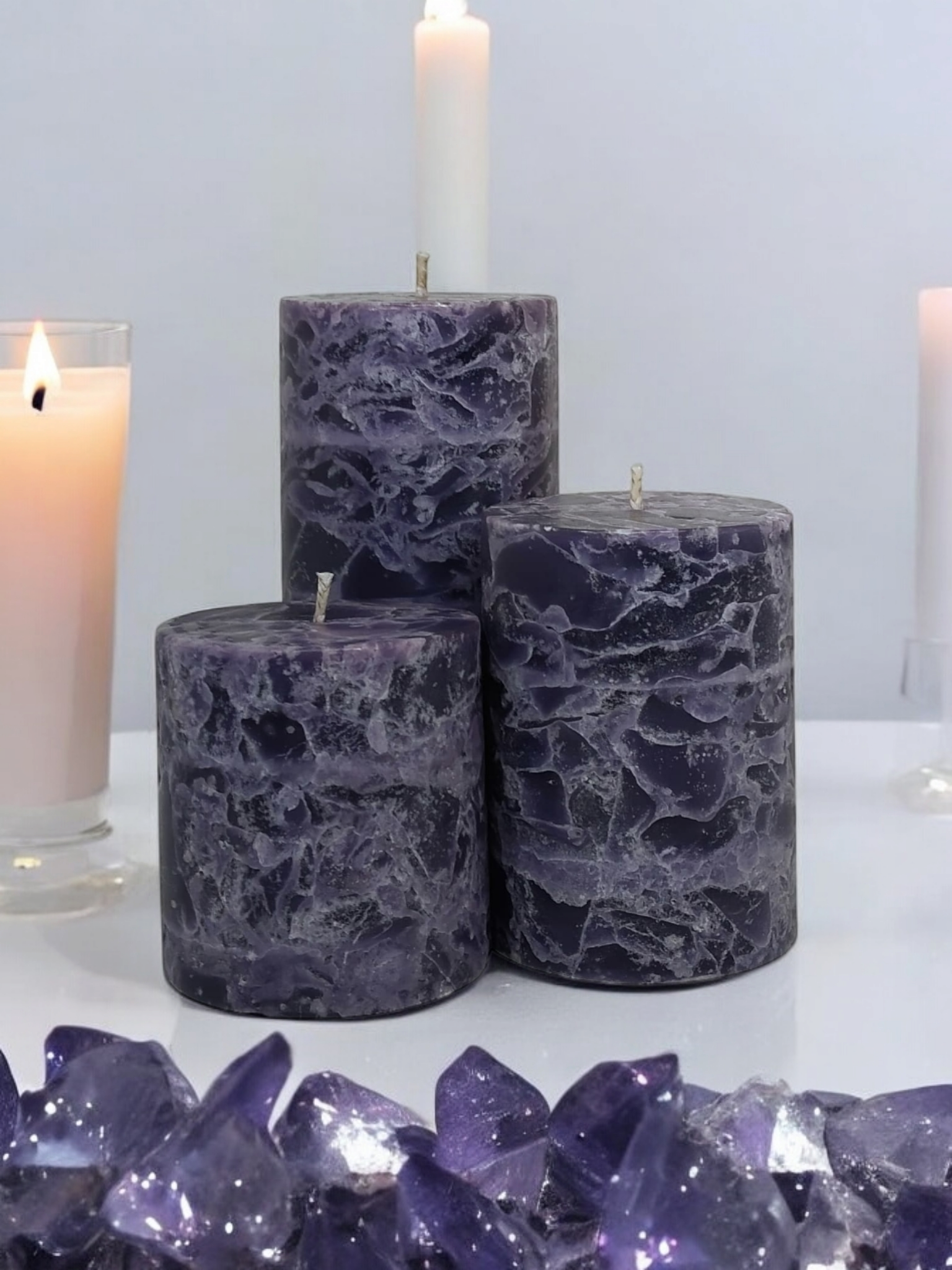 Crystal Pillar Amethyst Purple (Set of 3)