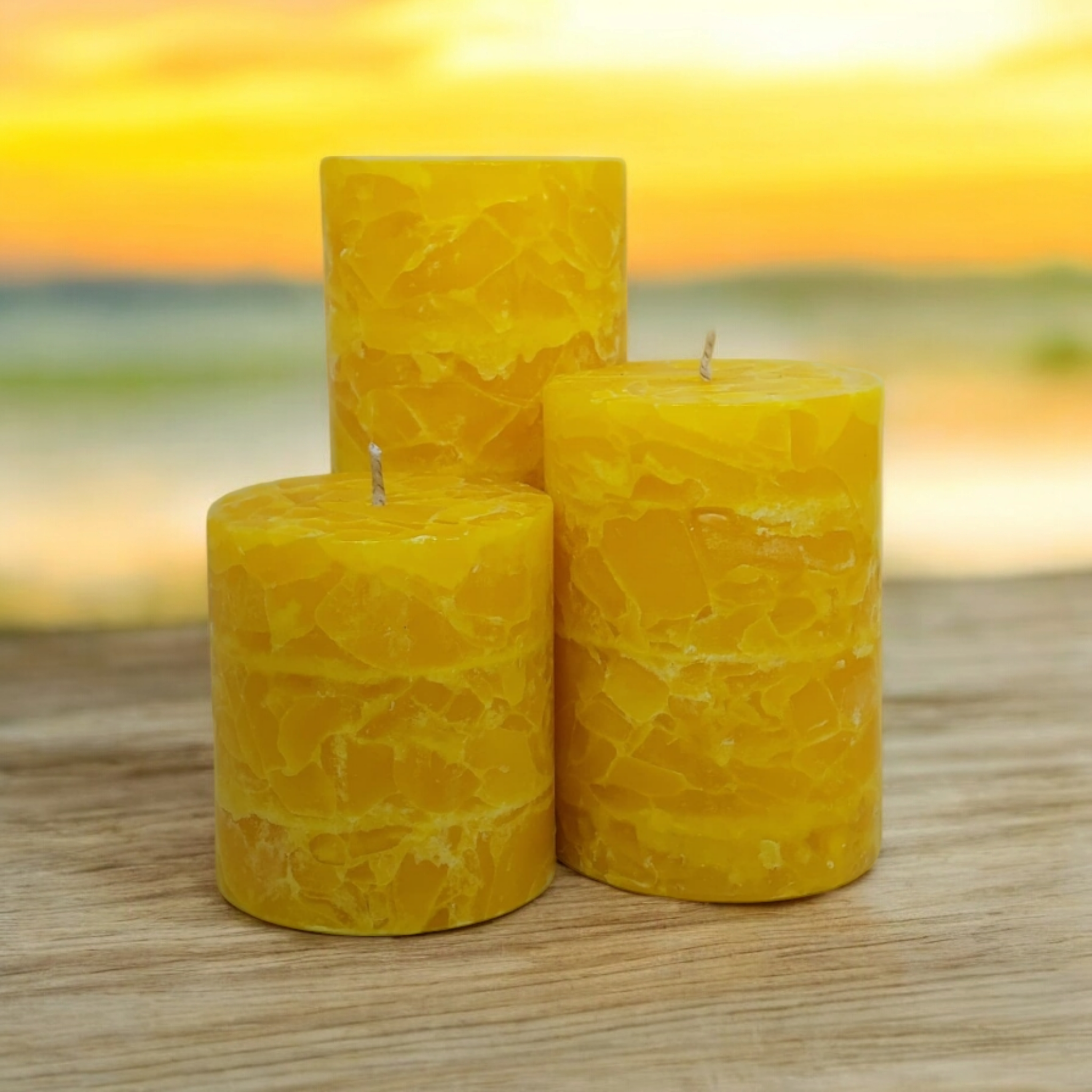 Crystal Scented Pillar Citrine (Set of 3)