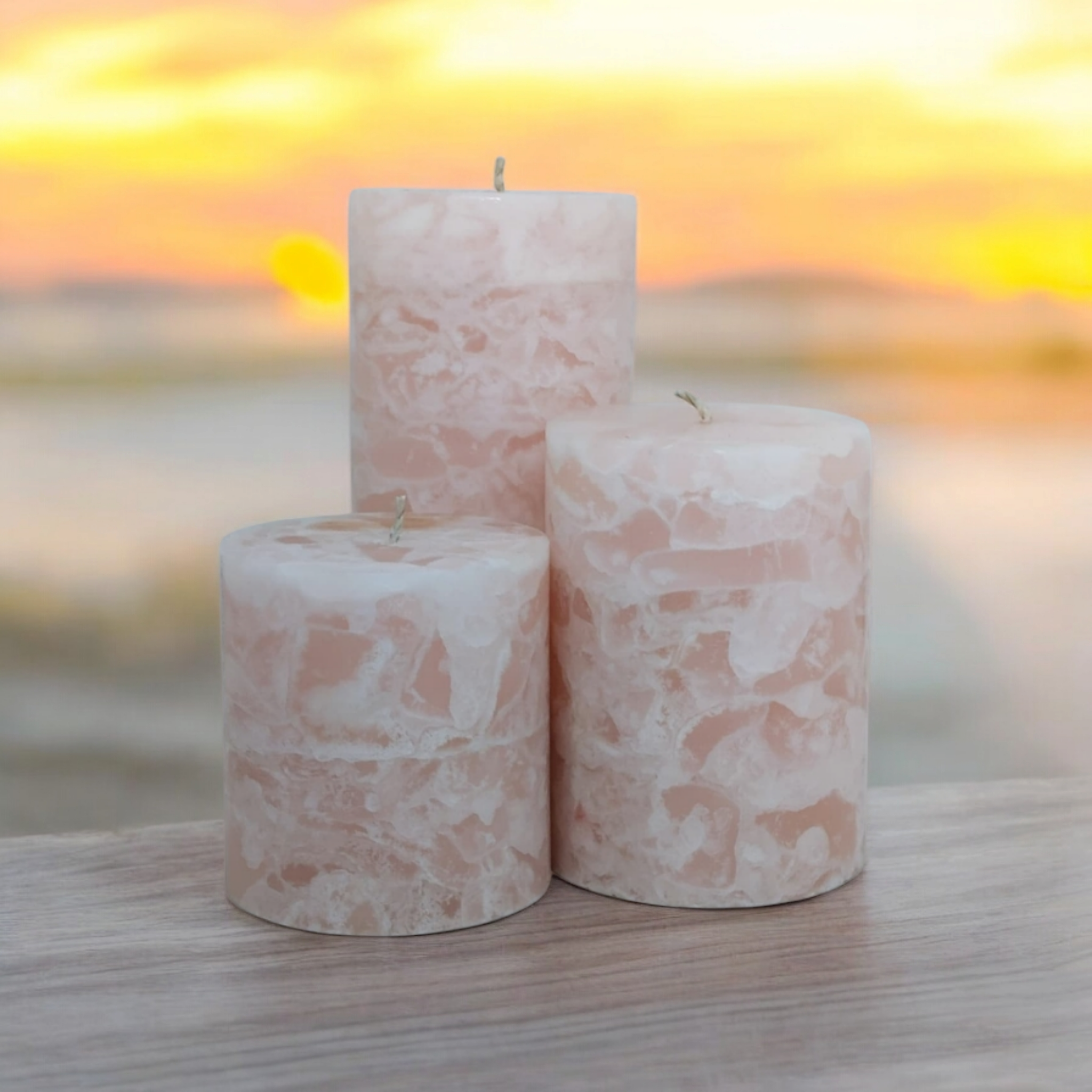 Crystal Pillar Rose Quartz Pink (set of 3)