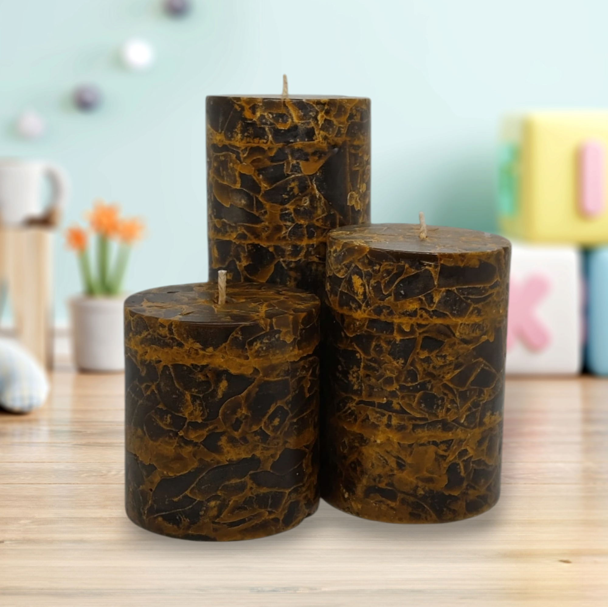 Crystal Pillar Tiger eye Brown (Set of 3)