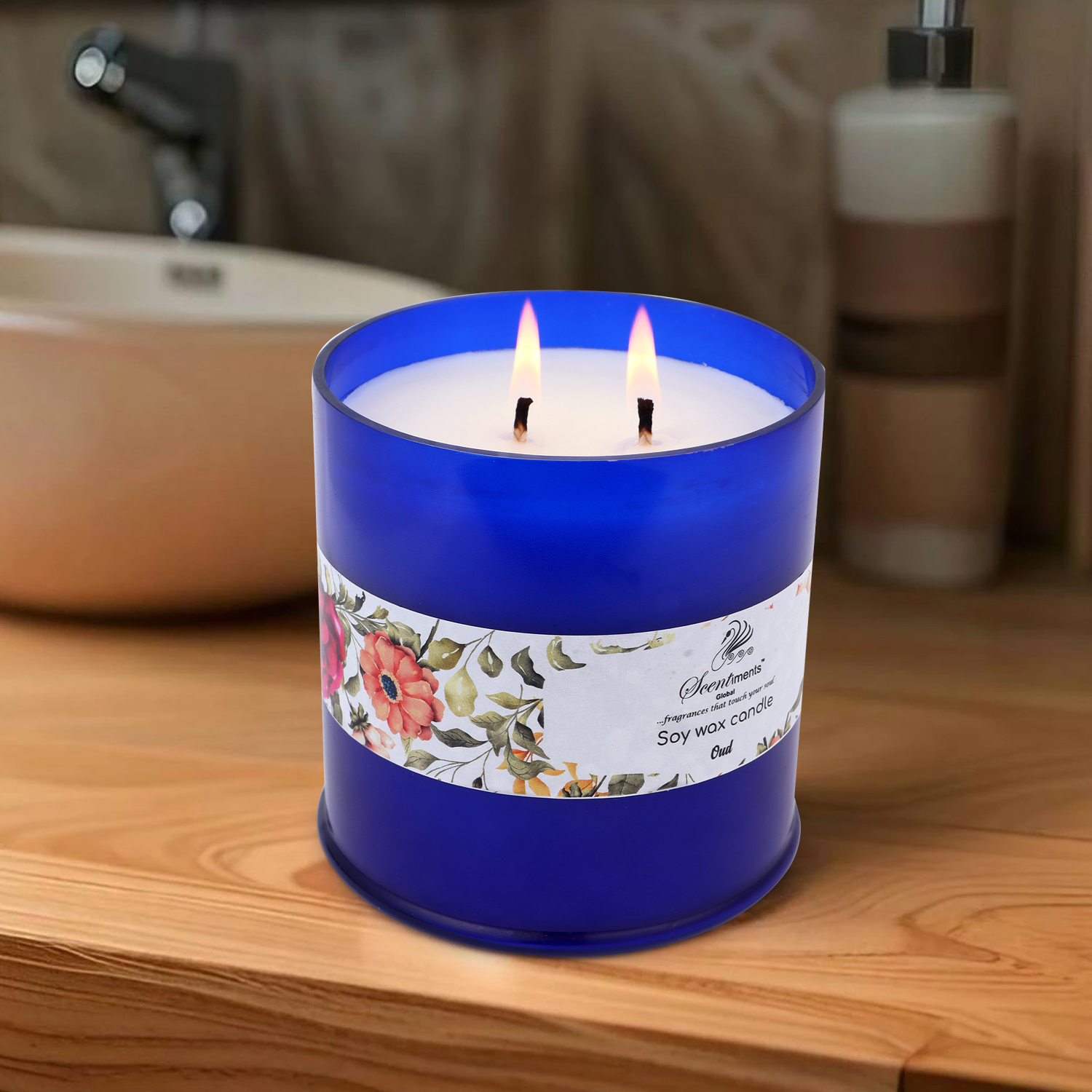 Blue Jar with Glass lid