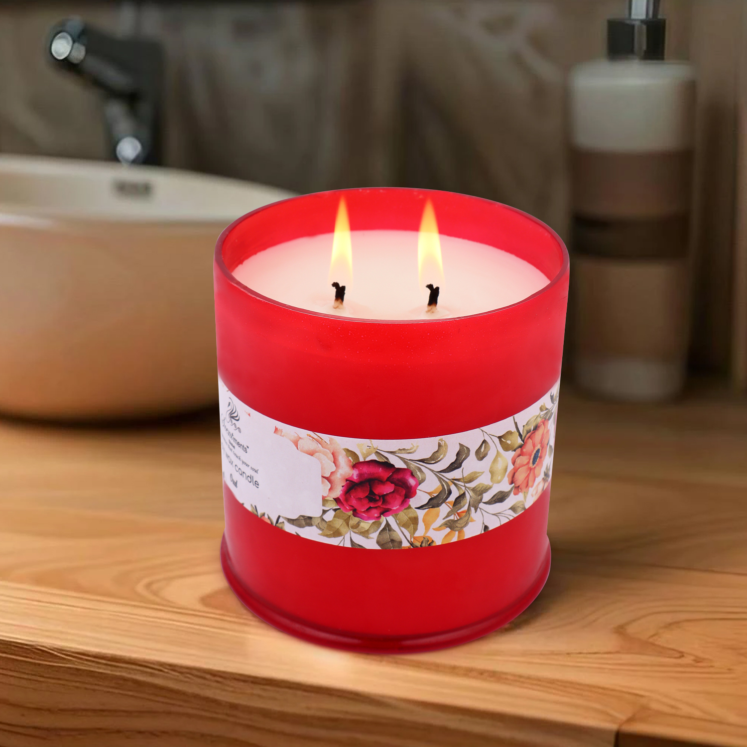 Red Jar with Glass Lid