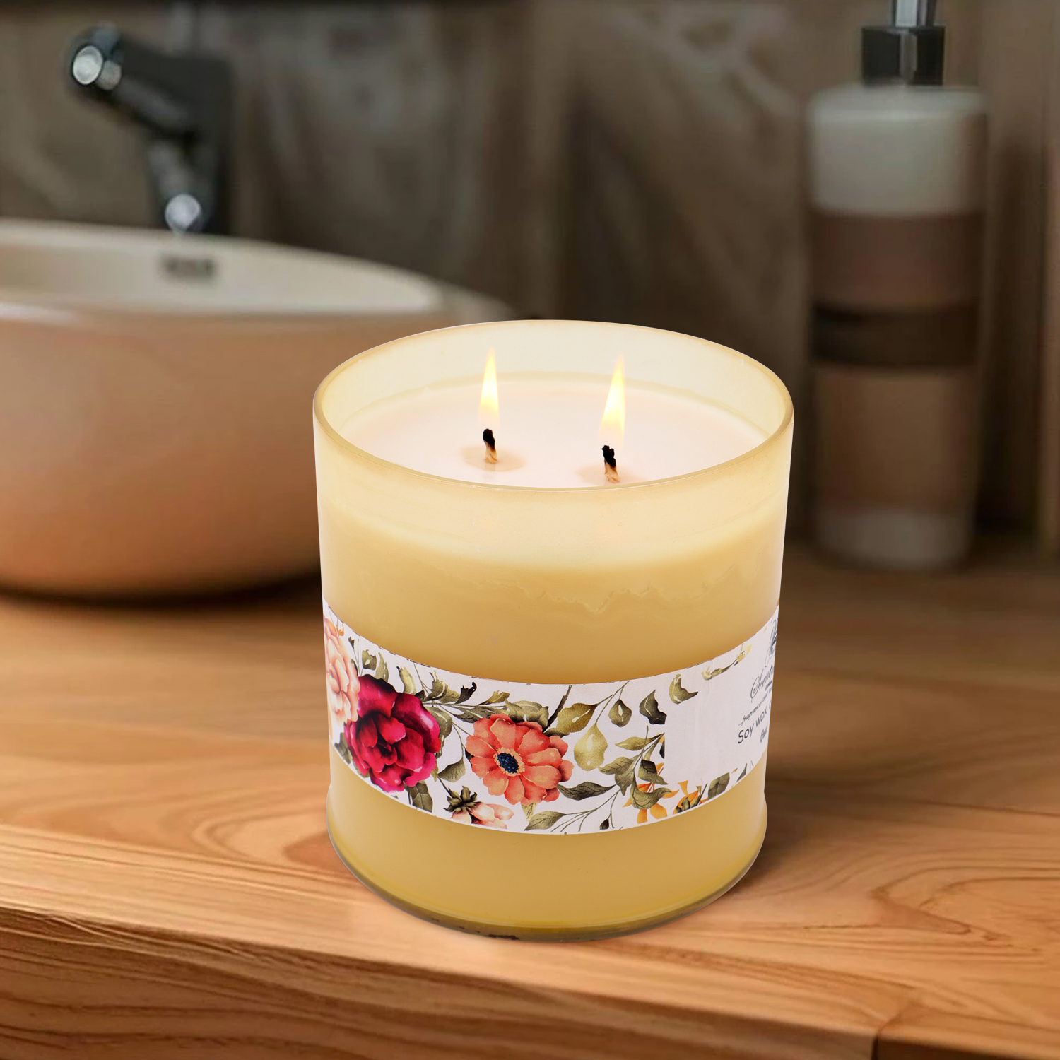 Yellow jar with glass lid